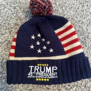 Navy TRUMP American Flag Knit Beanie